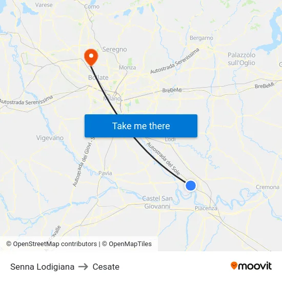 Senna Lodigiana to Cesate map