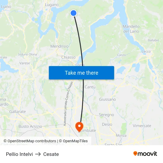 Pellio Intelvi to Cesate map