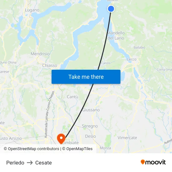 Perledo to Cesate map