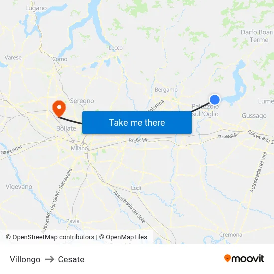 Villongo to Cesate map