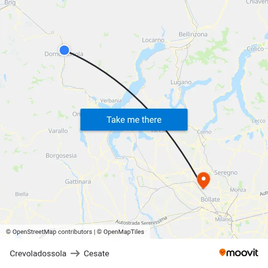 Crevoladossola to Cesate map