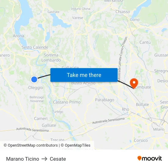 Marano Ticino to Cesate map