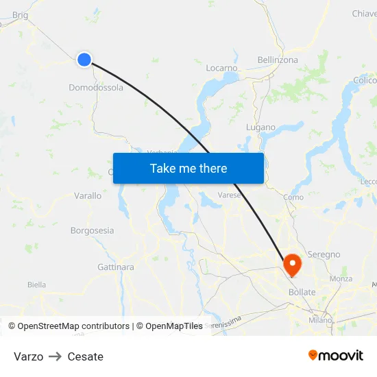 Varzo to Cesate map