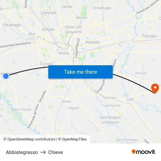 Abbiategrasso to Chieve map