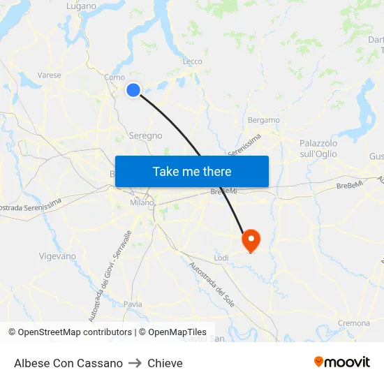 Albese con Cassano to Chieve map