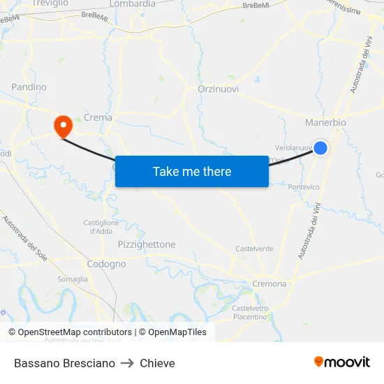 Bassano Bresciano to Chieve map