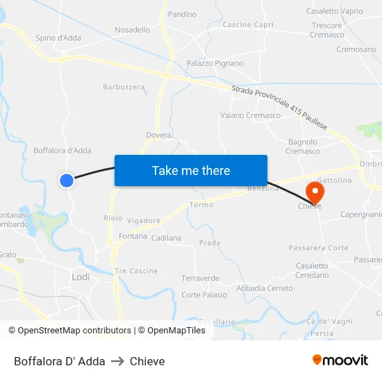 Boffalora D'Adda to Chieve map