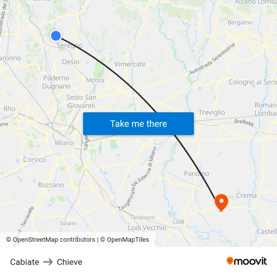 Cabiate to Chieve map