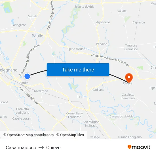 Casalmaiocco to Chieve map