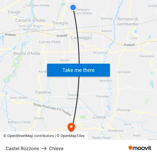 Castel Rozzone to Chieve map