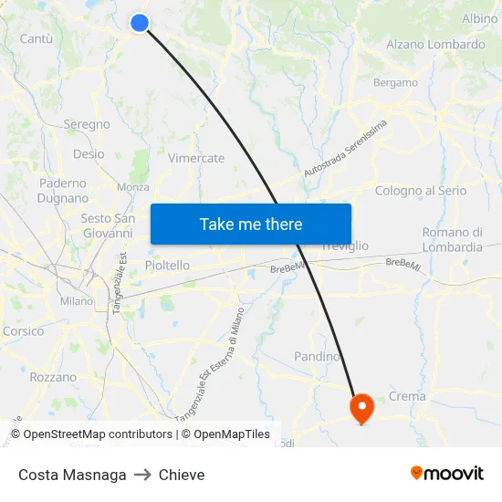 Costa Masnaga to Chieve map