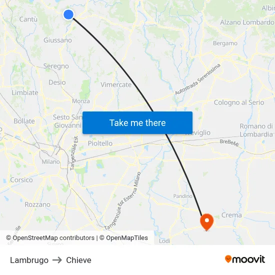 Lambrugo to Chieve map