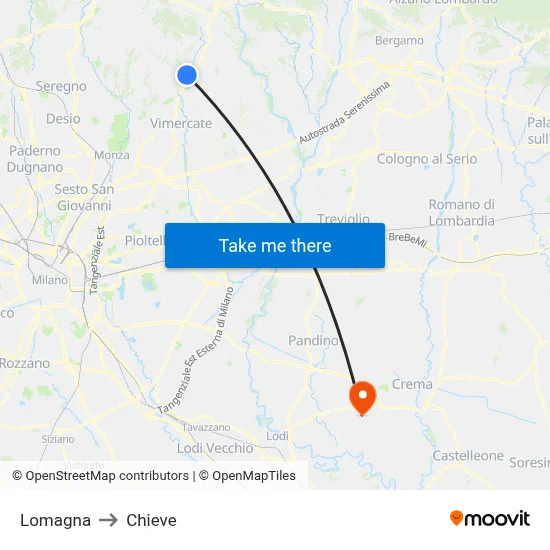 Lomagna to Chieve map