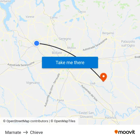 Marnate to Chieve map