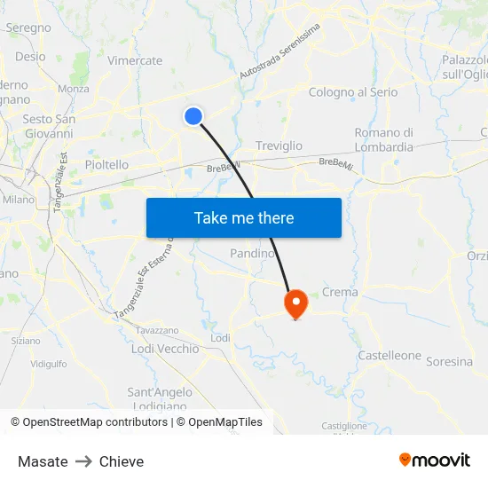 Masate to Chieve map