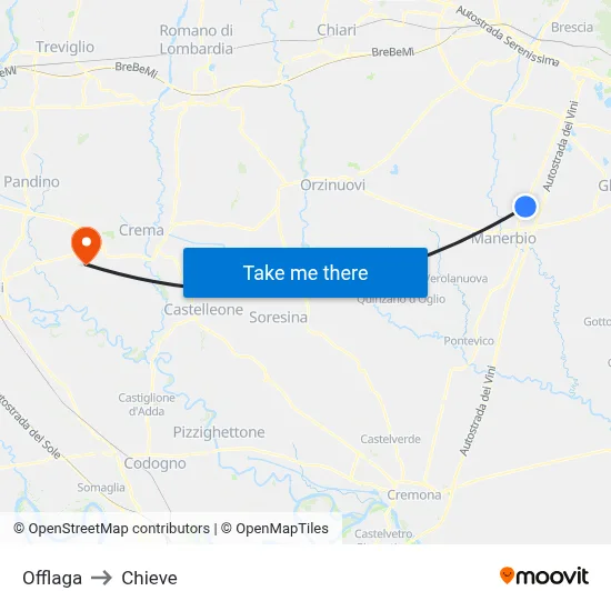 Offlaga to Chieve map