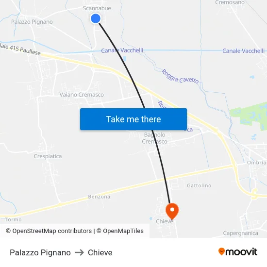 Palazzo Pignano to Chieve map