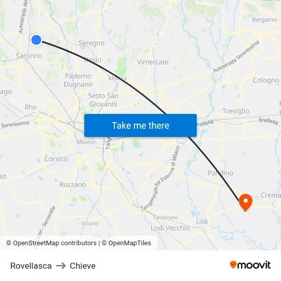 Rovellasca to Chieve map