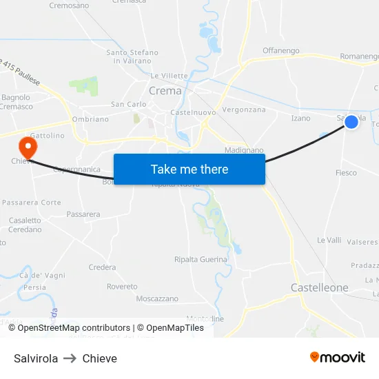 Salvirola to Chieve map