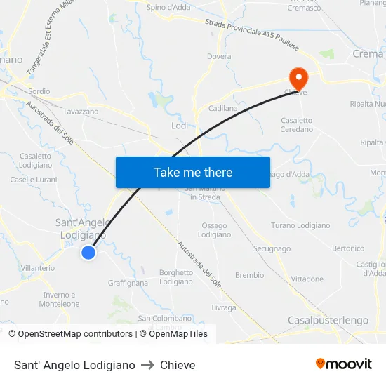 Sant' Angelo Lodigiano to Chieve map