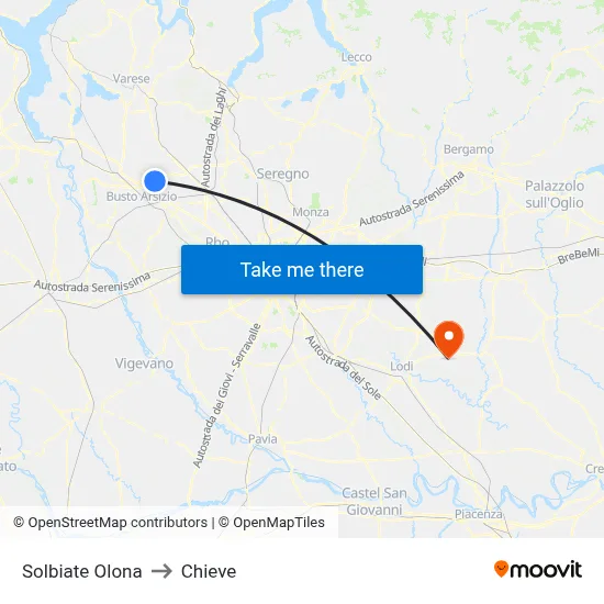 Solbiate Olona to Chieve map