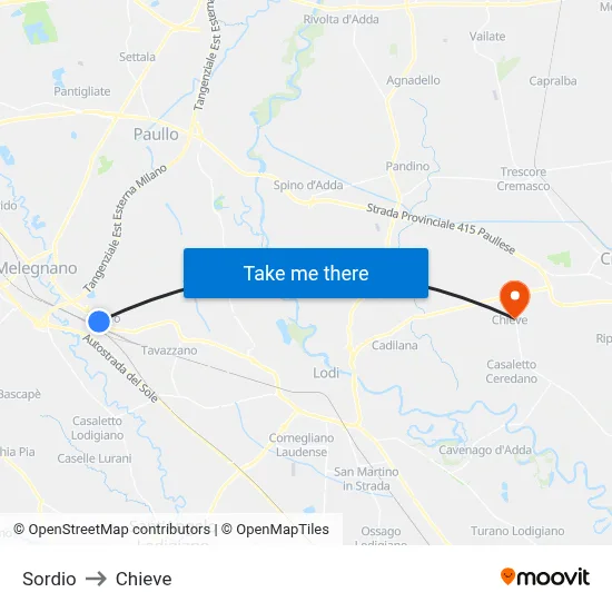 Sordio to Chieve map