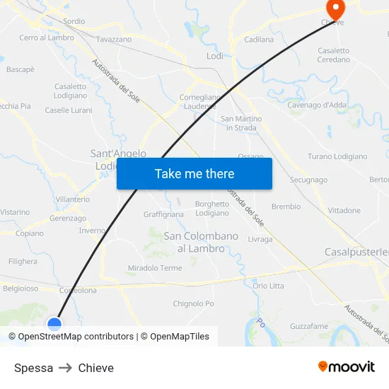 Spessa to Chieve map