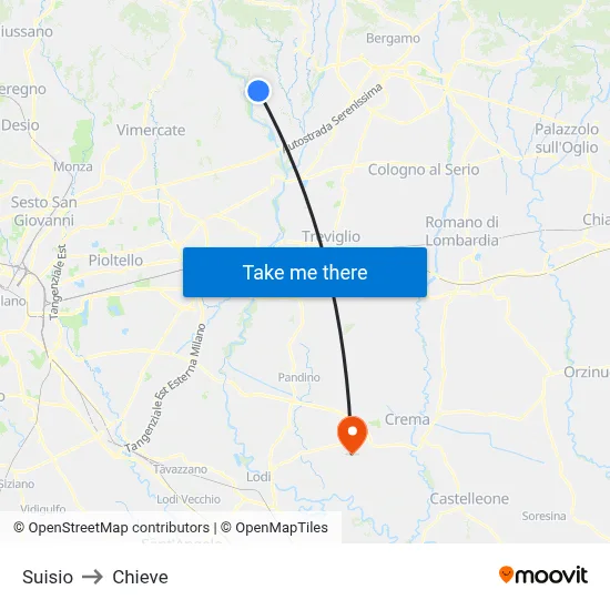 Suisio to Chieve map