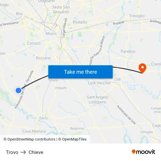 Trovo to Chieve map