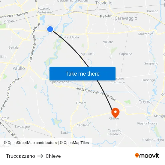 Truccazzano to Chieve map