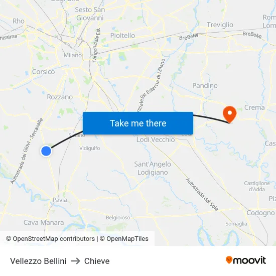 Vellezzo Bellini to Chieve map
