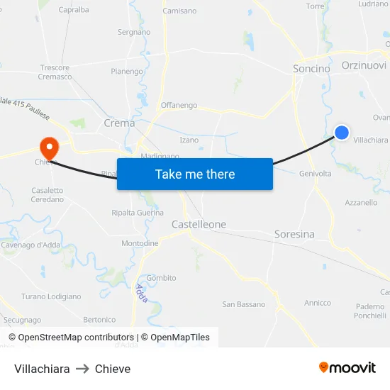 Villachiara to Chieve map