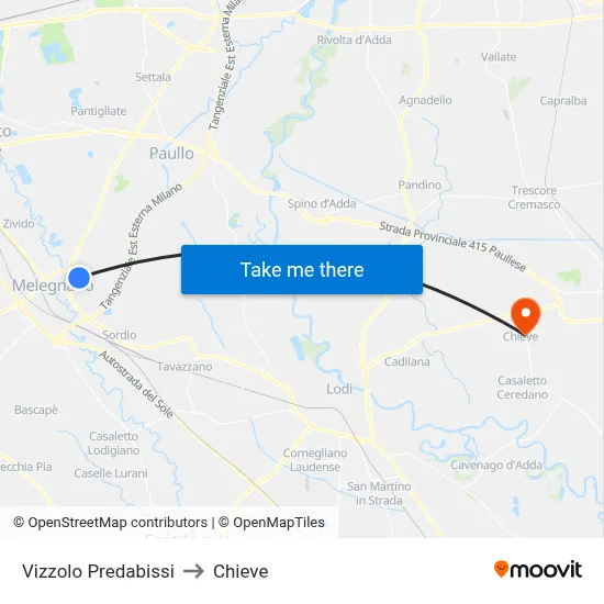 Vizzolo Predabissi to Chieve map