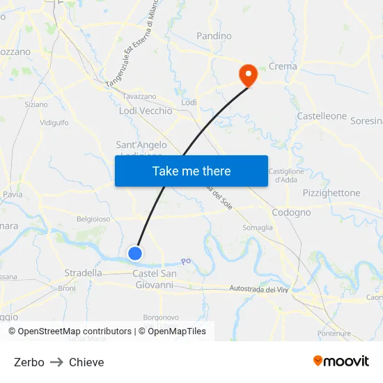 Zerbo to Chieve map