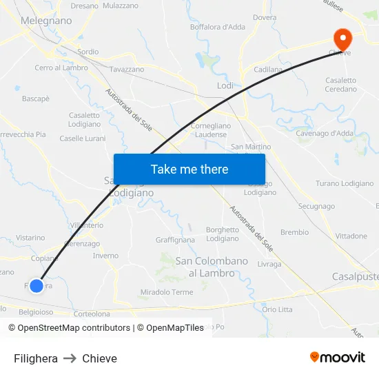 Filighera to Chieve map