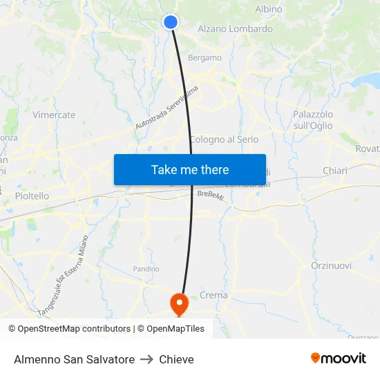 Almenno San Salvatore to Chieve map