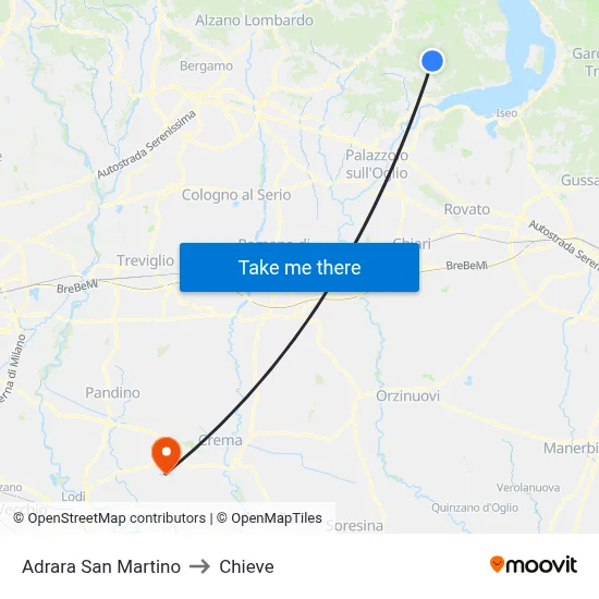 Adrara San Martino to Chieve map