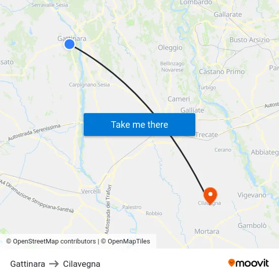 Gattinara to Cilavegna map