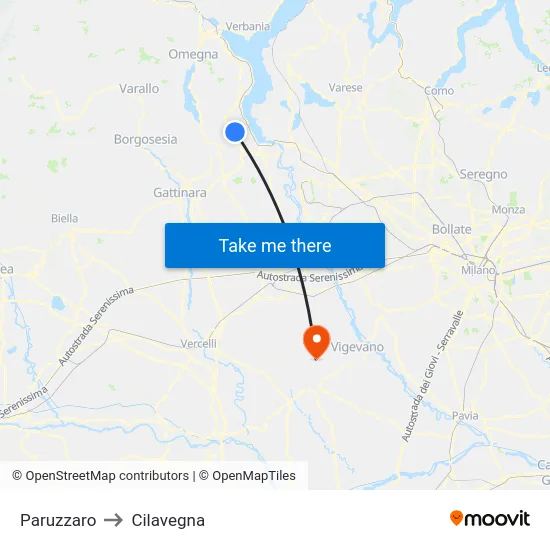 Paruzzaro to Cilavegna map
