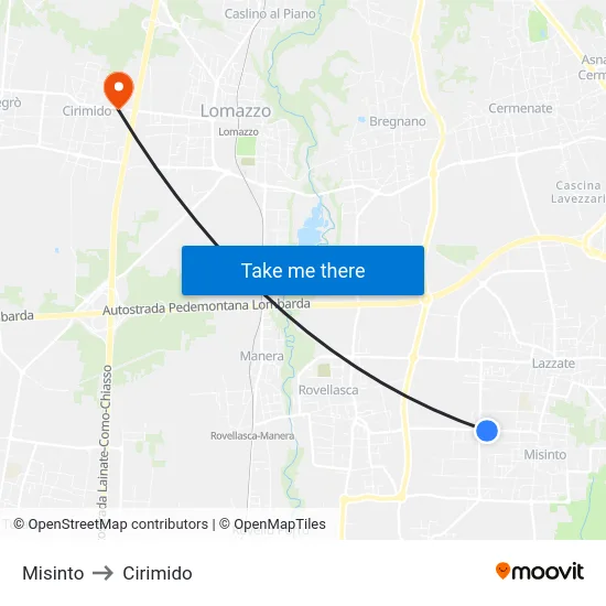 Misinto to Cirimido map