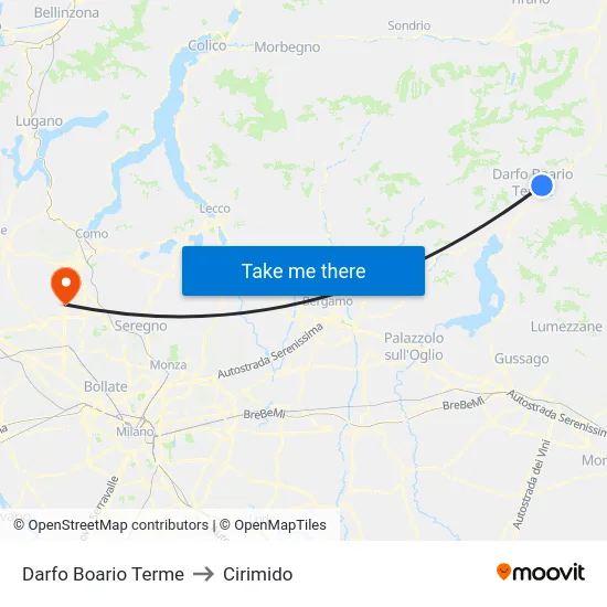 Darfo Boario Terme to Cirimido map