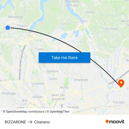 BIZZARONE to Ciserano map