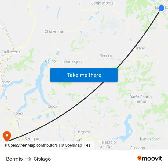 Bormio to Cislago map