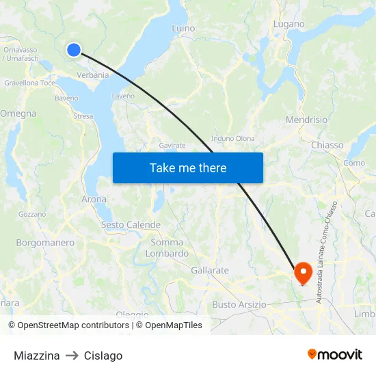 Miazzina to Cislago map