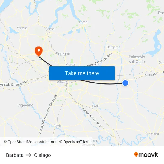 Barbata to Cislago map