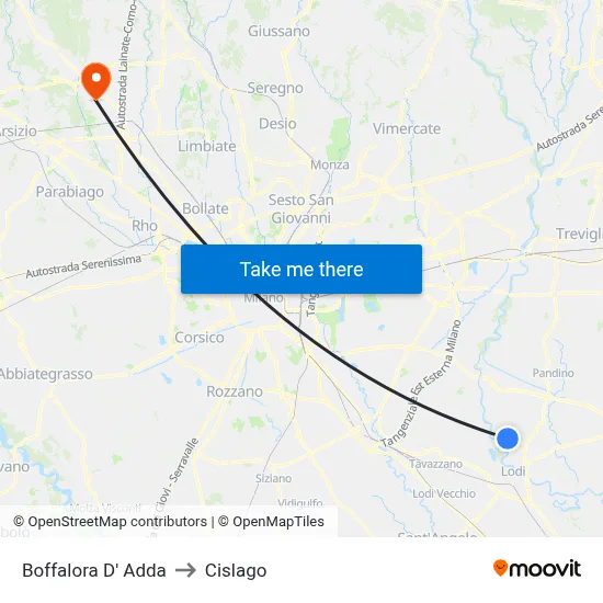 Boffalora D'Adda to Cislago map