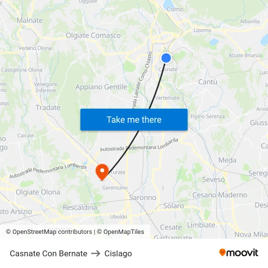 Casnate Con Bernate to Cislago map