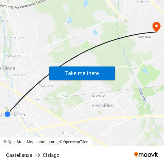 Castellanza to Cislago map