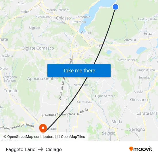 Faggeto Lario to Cislago map