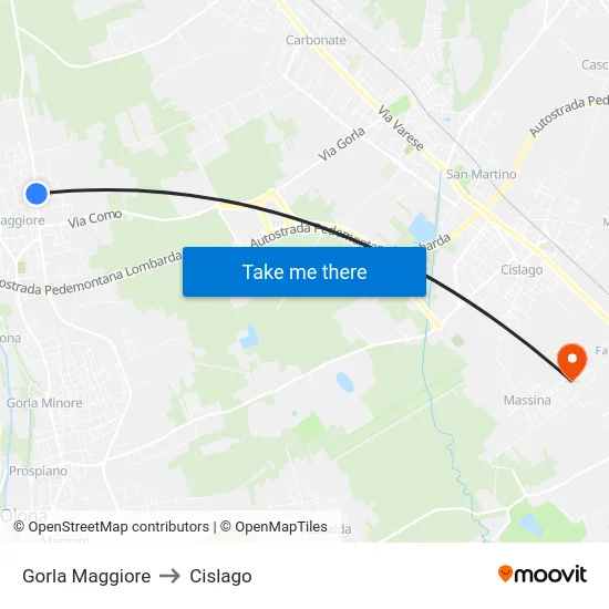 Gorla Maggiore to Cislago map